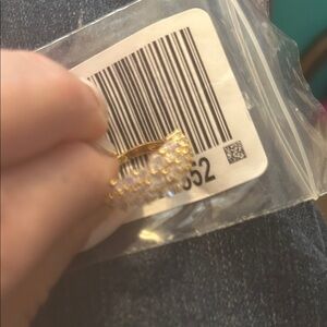 Diamonique Gold Tone Clear Crystal Cluster Ring